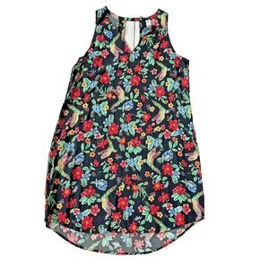 Old Navy Sun Dress L 12 14 Tropical Floral Bird Print Beach Sleeveless Coverup